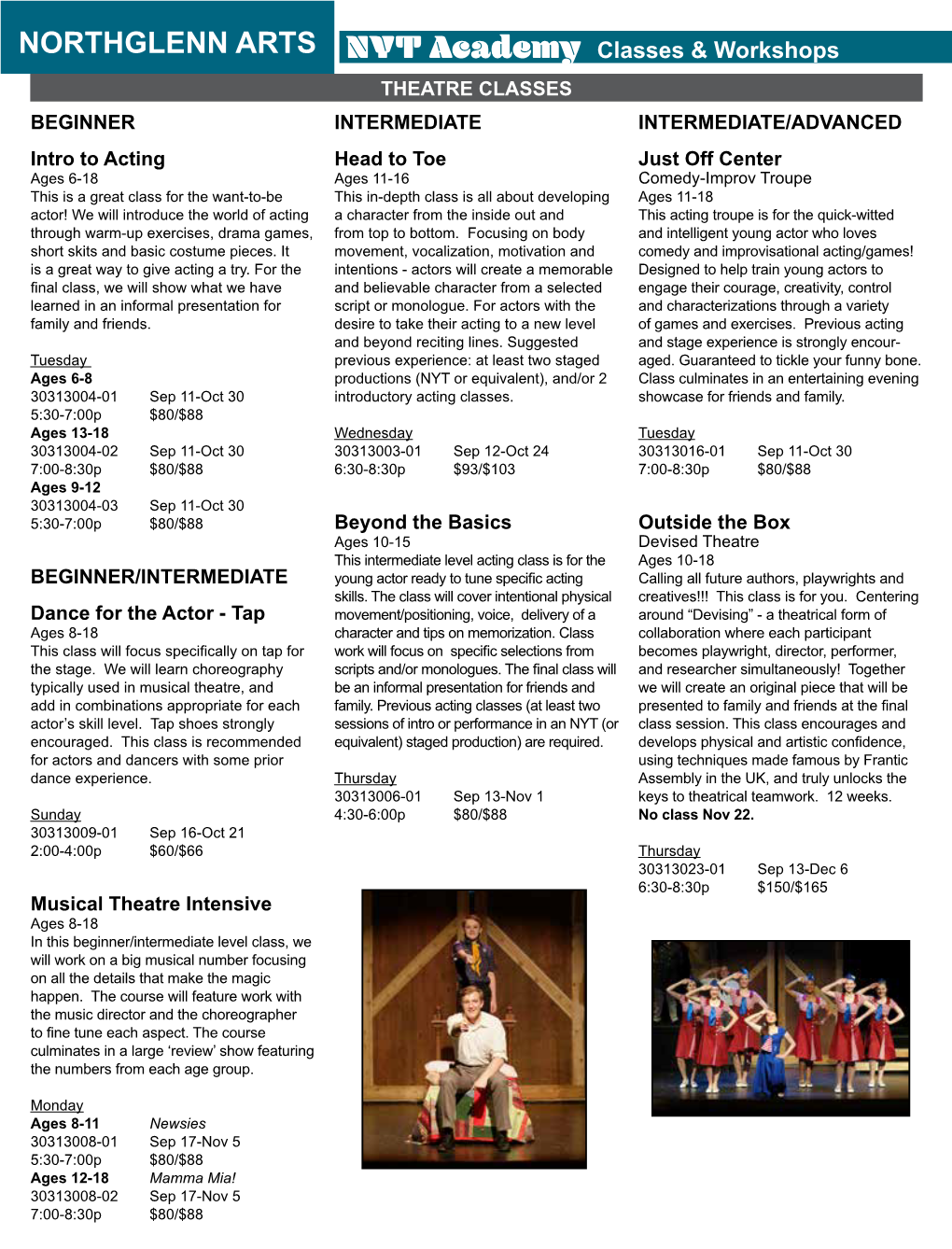 NORTHGLENN ARTS NYT Academy Classes & Workshops