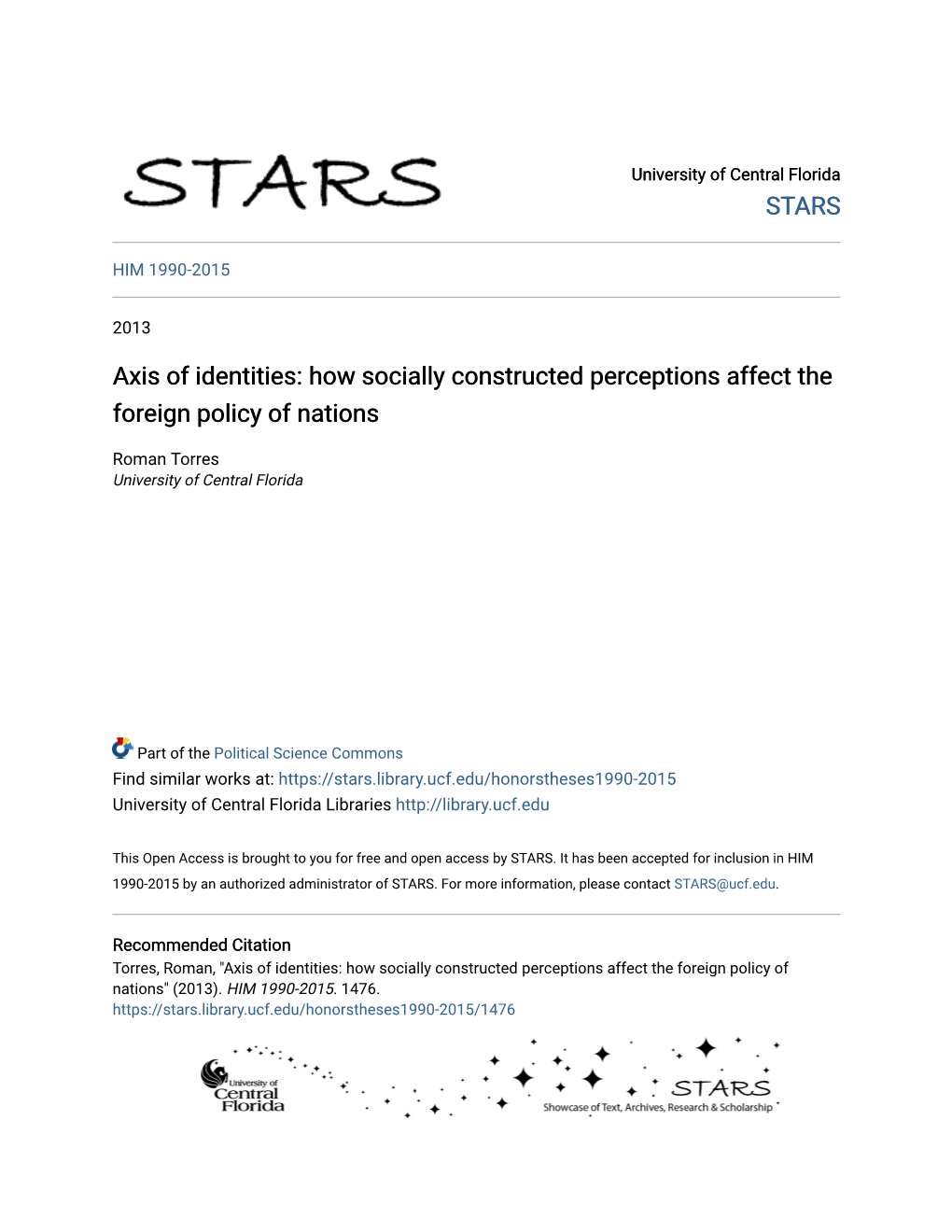 Axis of Identities: How Socially Constructed Perceptions Affect the Foreign Policy of Nations