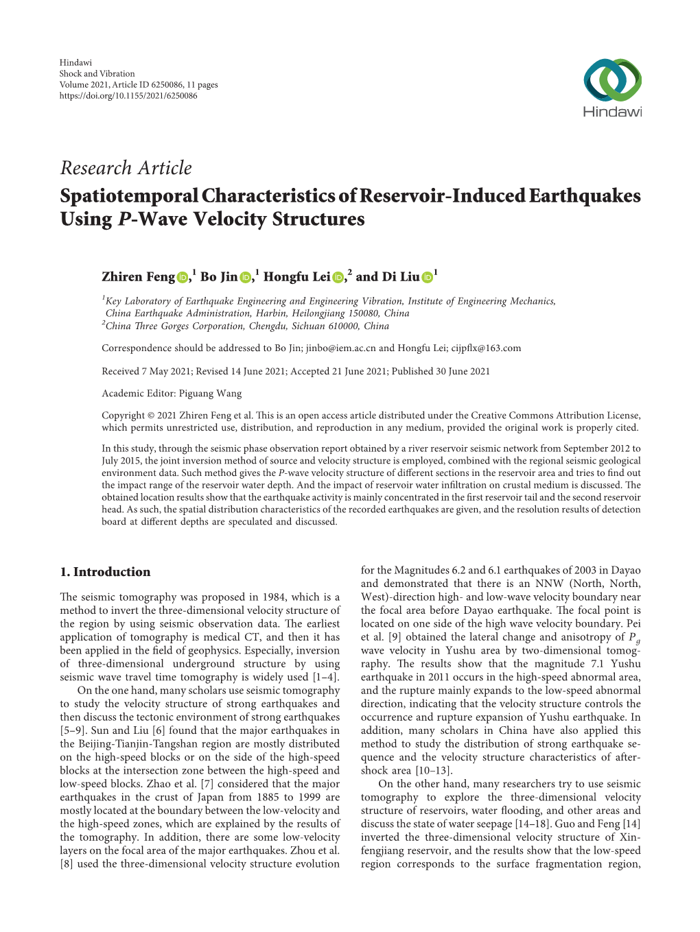 Spatiotemporal Characteristics of Reservoir-Induced Earthquakes Using P-Wave Velocity Structures