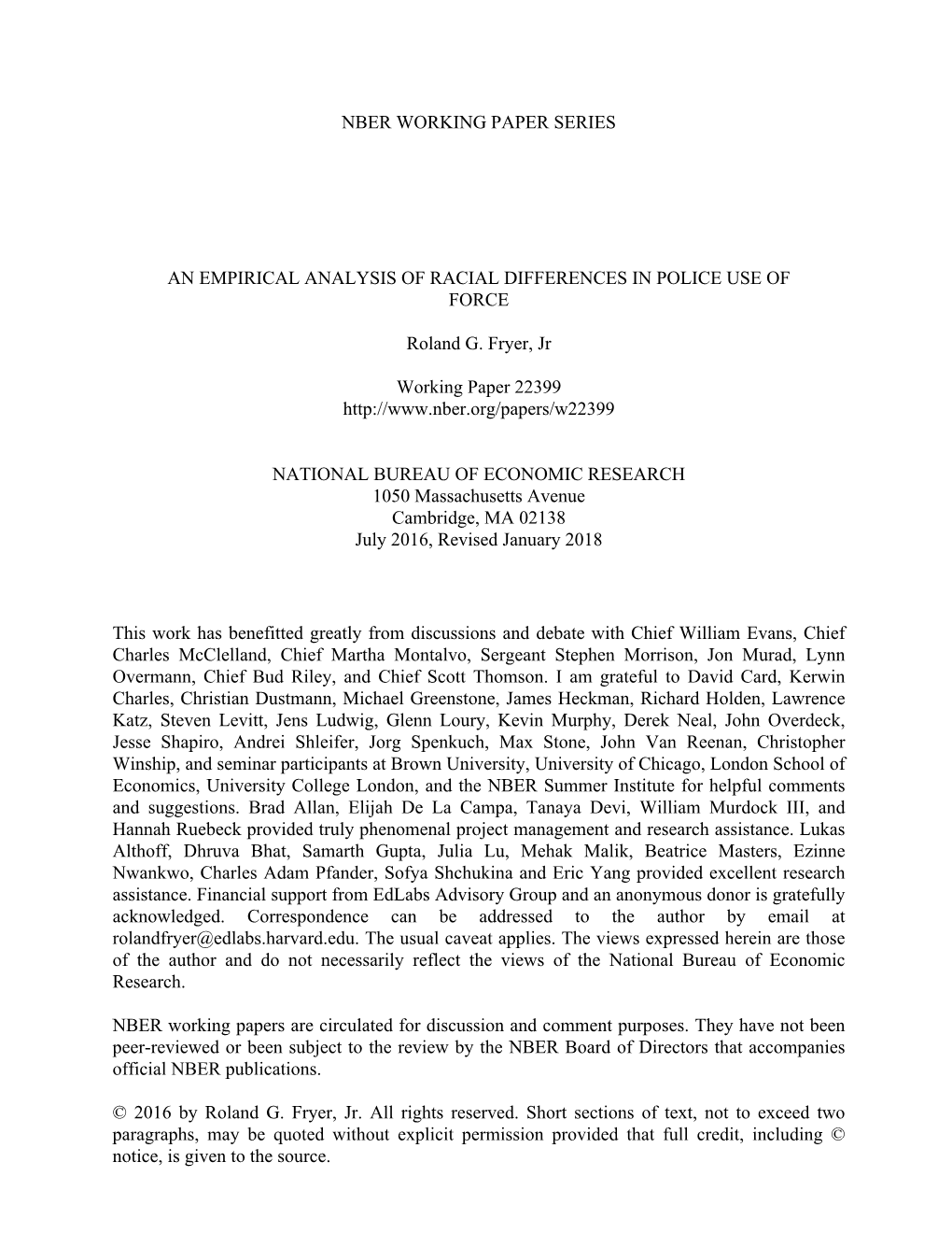 An Empirical Analysis of Racial Differences in Police Use of Force