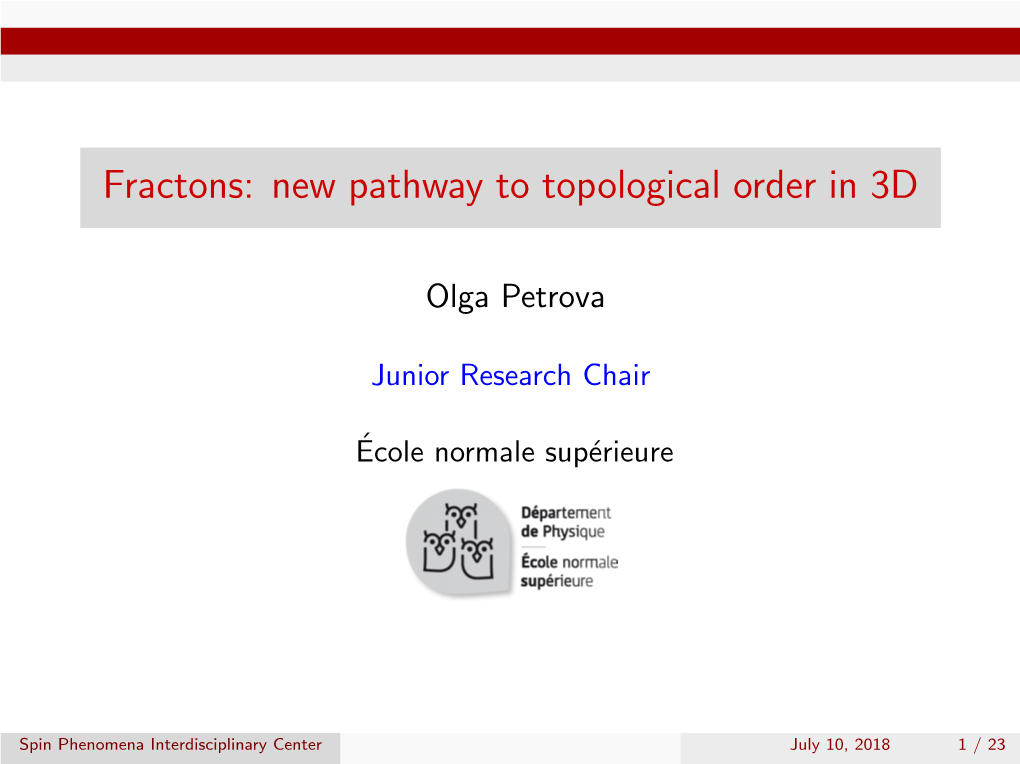 Fractons: New Pathway to Topological Order in 3D