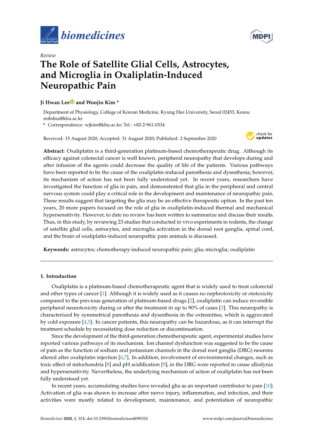 The Role of Satellite Glial Cells, Astrocytes, and Microglia in Oxaliplatin-Induced Neuropathic Pain