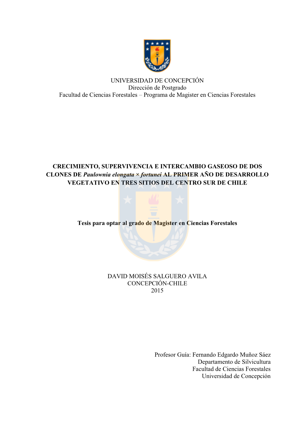 Programa De Magister En Ciencias Forestales