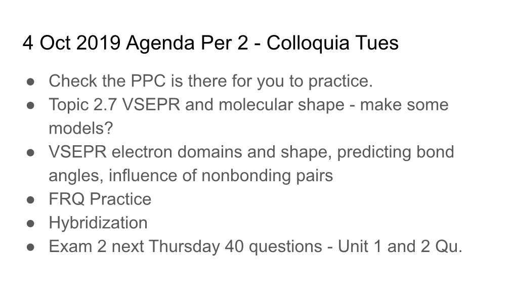 4 Oct 2019 Agenda Per 2 - Colloquia Tues