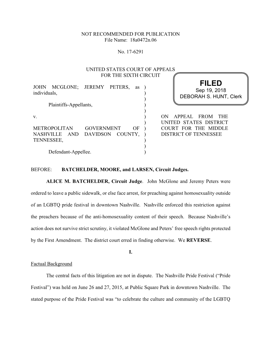 JOHN MCGLONE; JEREMY PETERS, As ) Individuals, ) ) Plaintiffs-Appellants, ) ) V