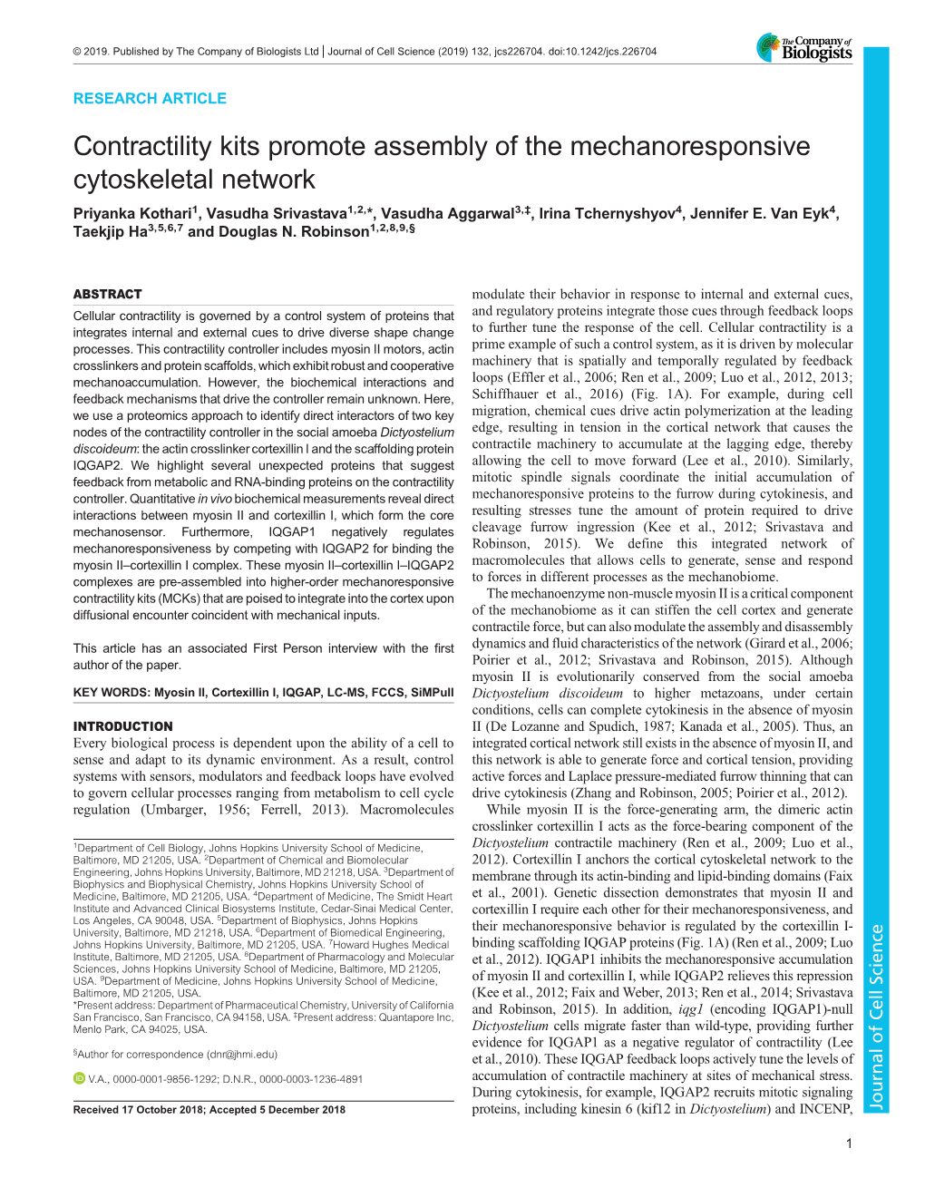 Contractility Kits Promote Assembly of the Mechanoresponsive