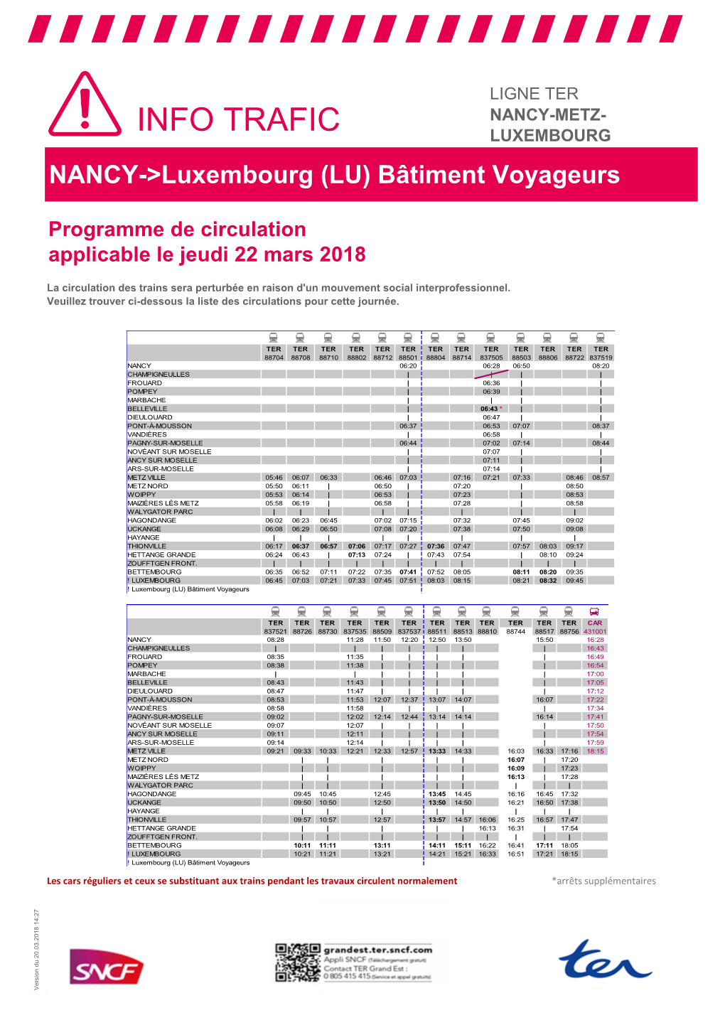 INFO TRAFIC LUXEMBOURG NANCY->Luxembourg (LU) Bâtiment Voyageurs