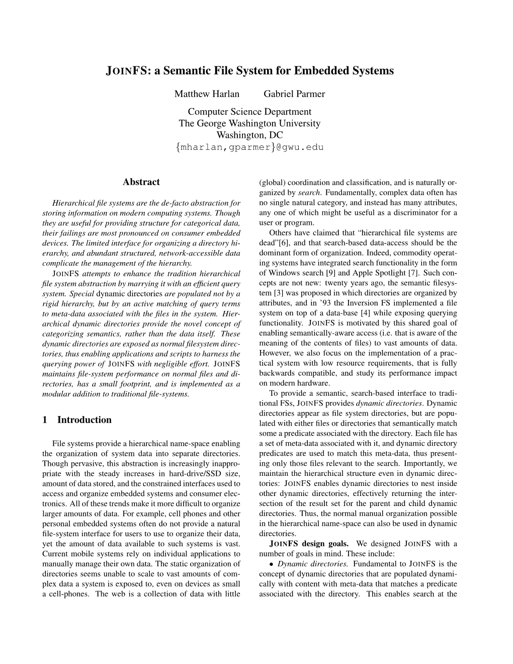 A Semantic File System for Embedded Systems