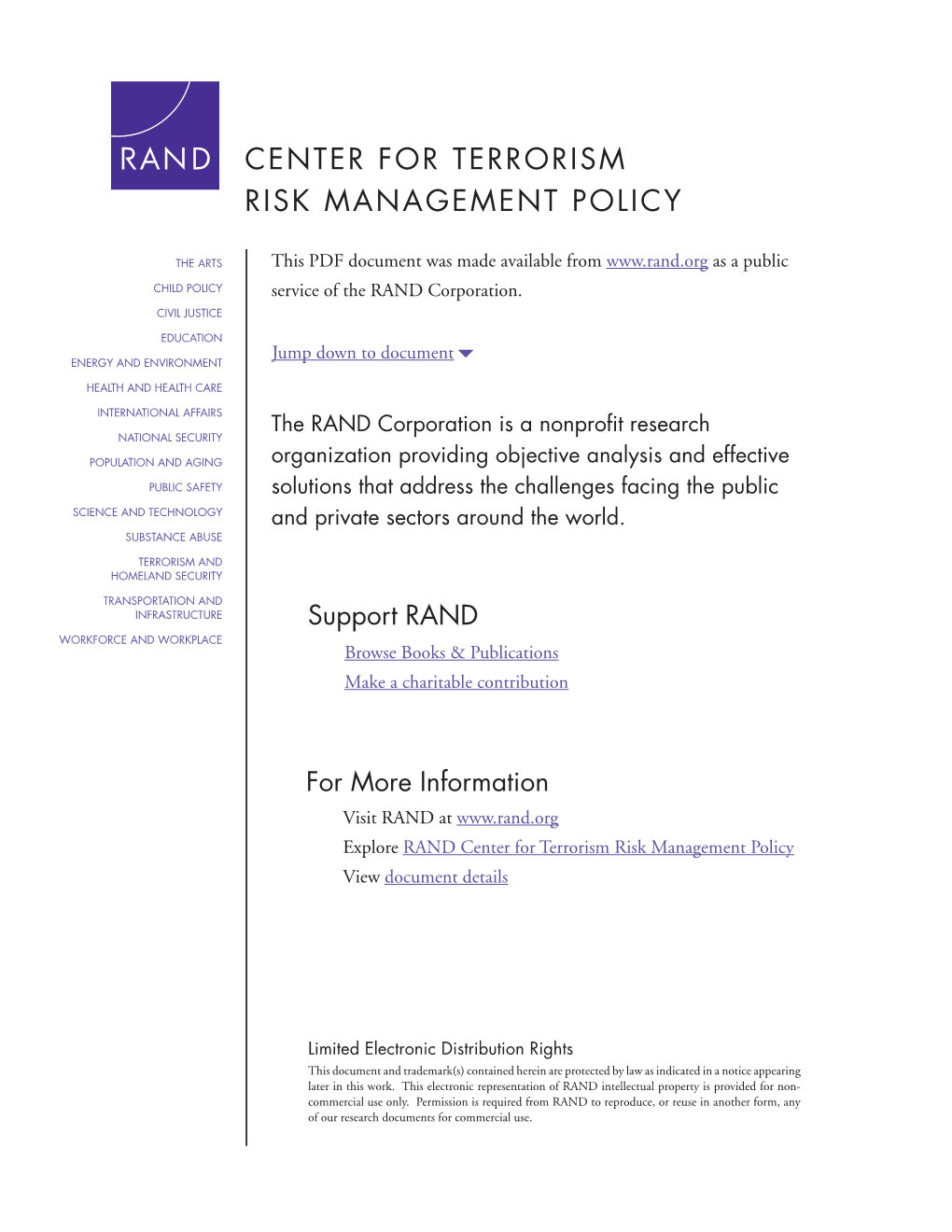 Economically Targeted Terrorism a Review of the Literature and a Framework for Considering Defensive Approaches