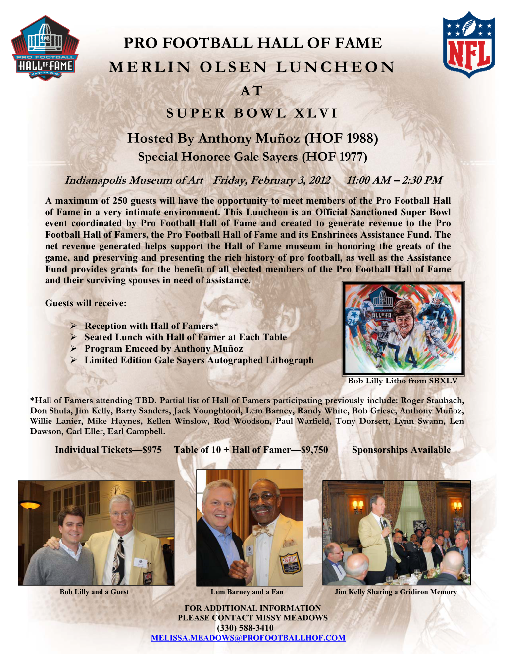 Pro Football Hall of Fame Merlin Olsen Luncheon at Super Bowl Xlvi