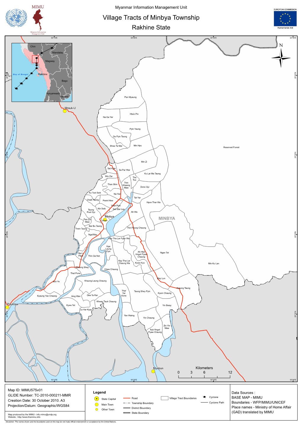 Village Tracts of Minbya Township Rakhine State