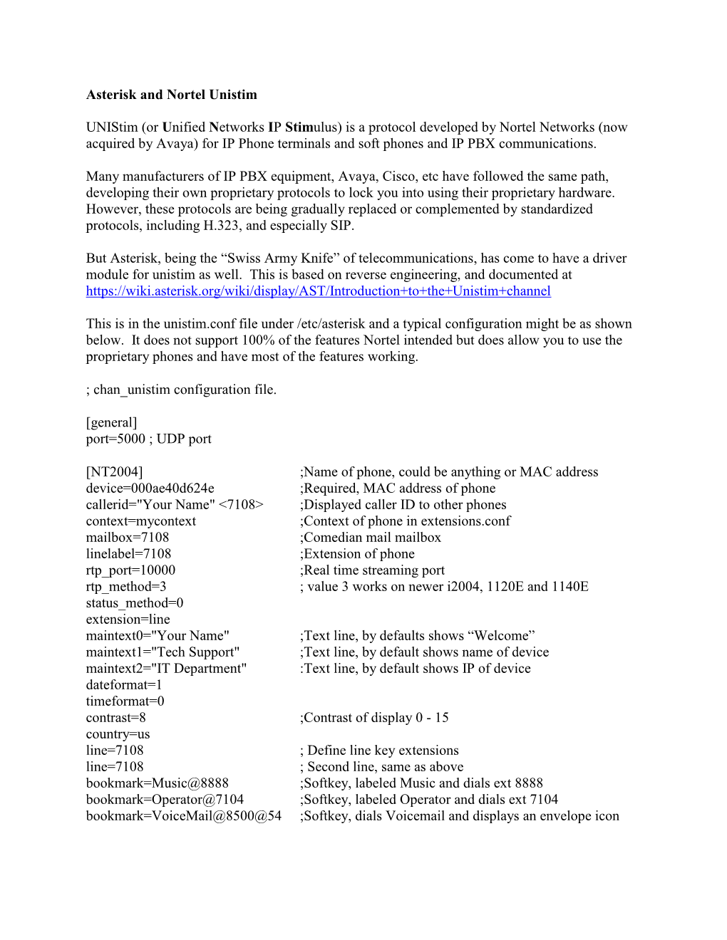 Asterisk and Nortel Unistim Unistim (Or Unified Networks IP Stimulus) Is