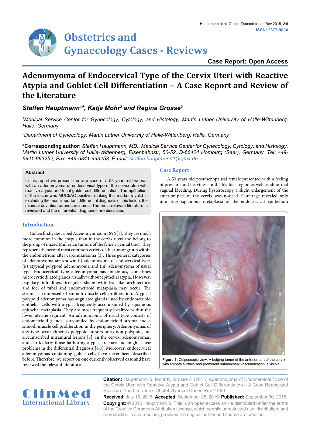 Adenomyoma of Endocervical Type of The