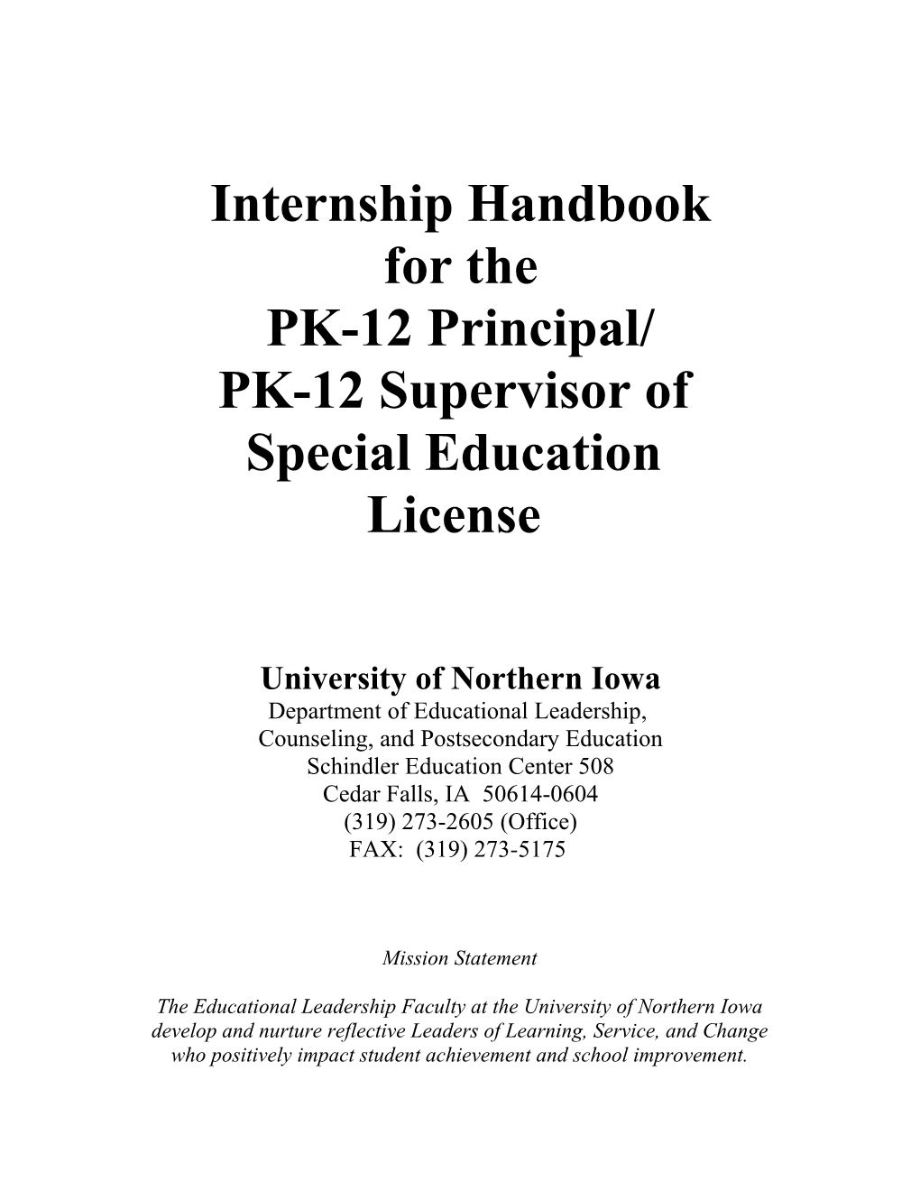 Practicum/Internship Handbook