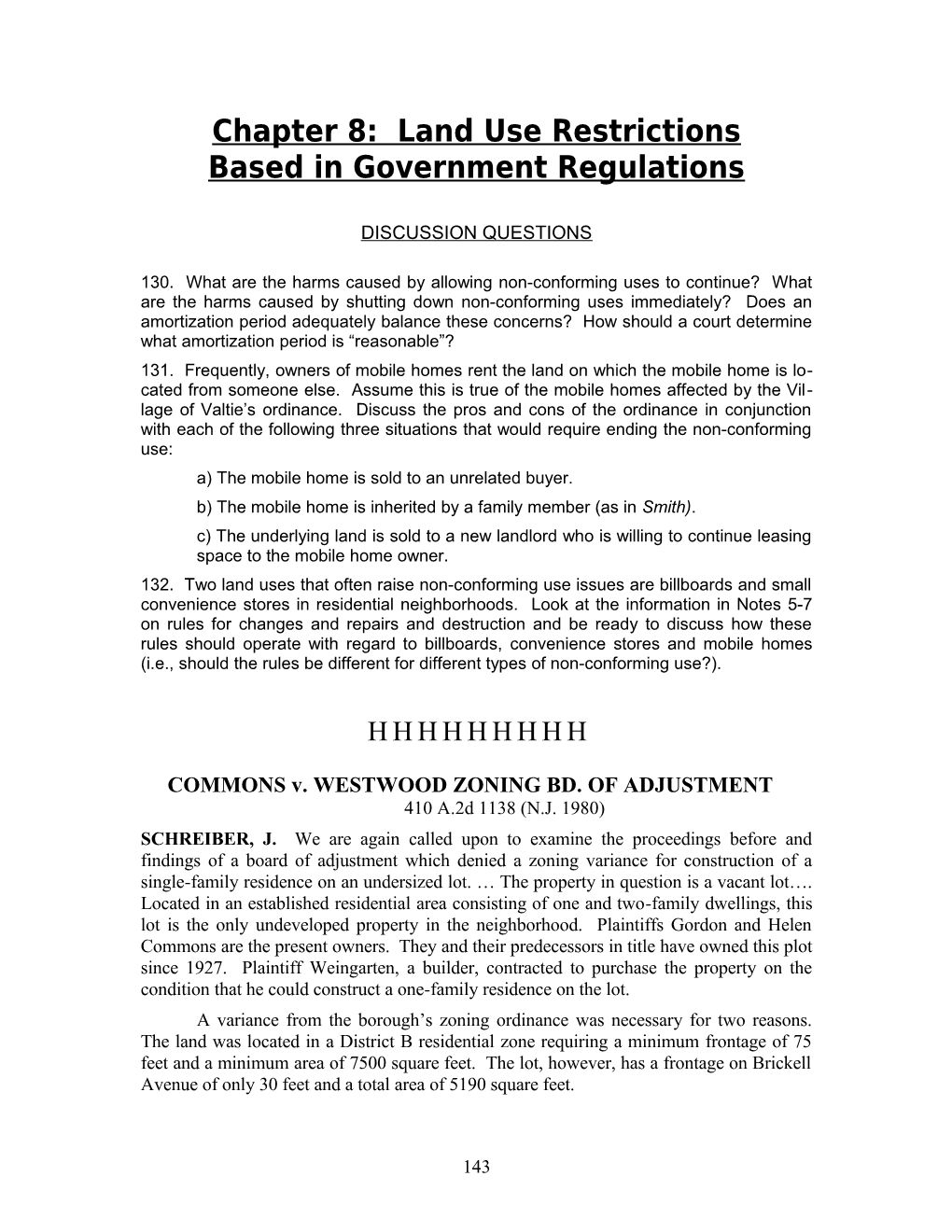 Chapter 8: Land Use Restrictions