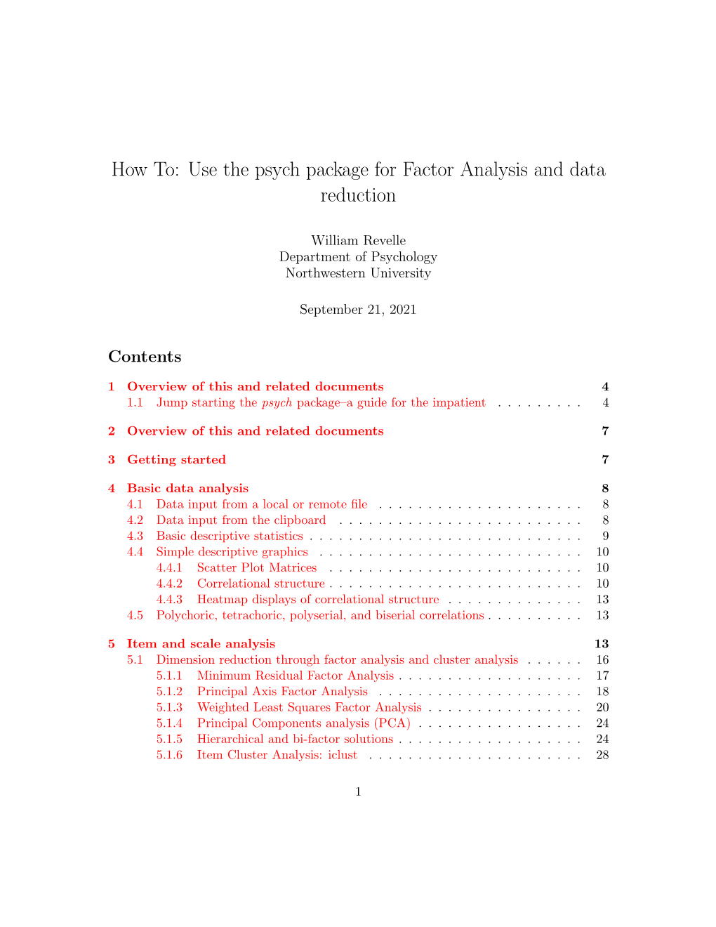 How To: Use the Psych Package for Factor Analysis and Data Reduction