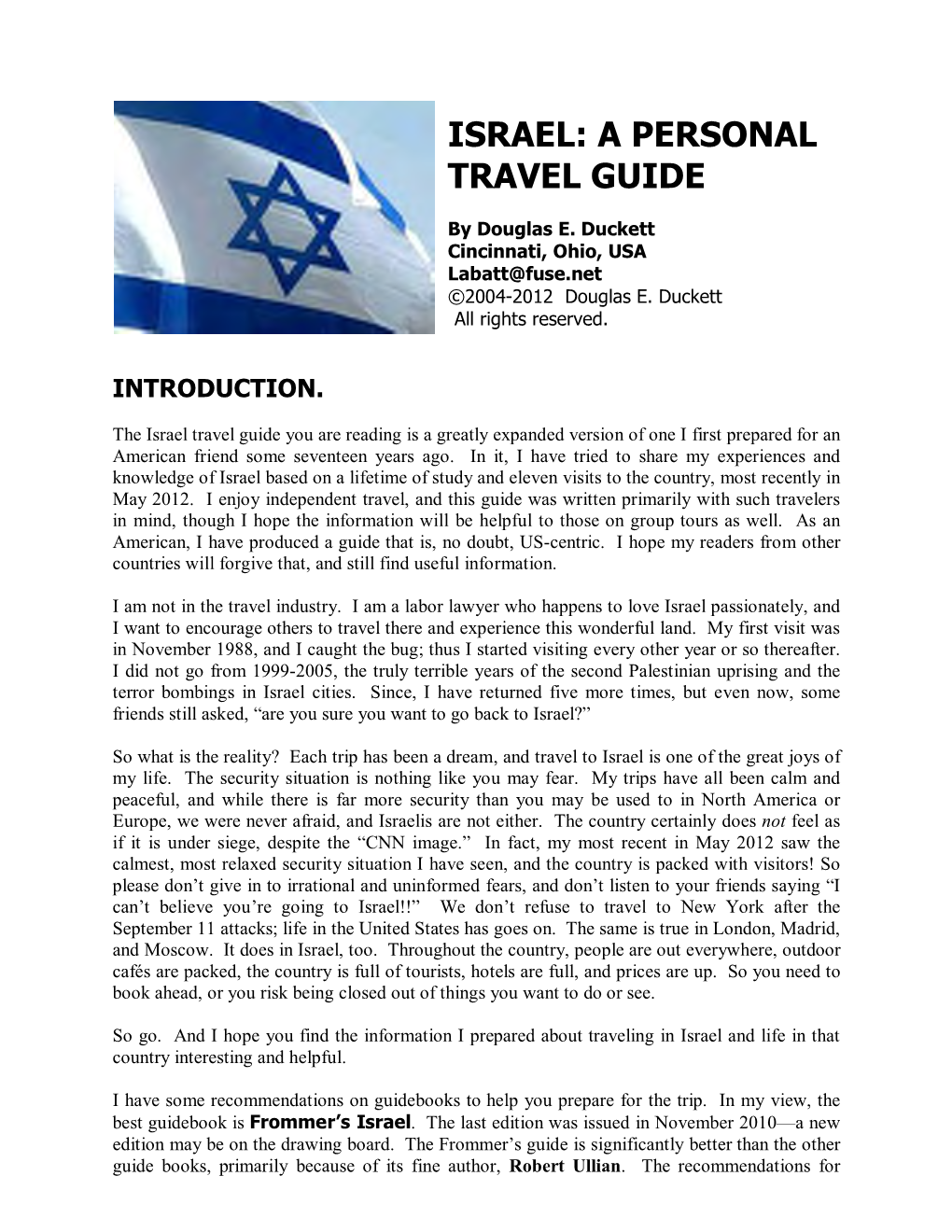 Israel: a Personal Travel Guide