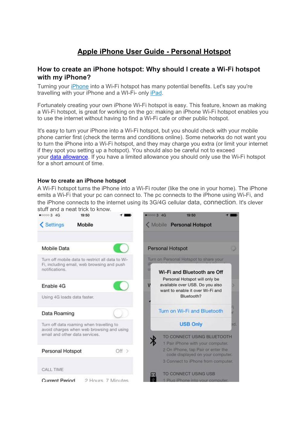 Apple Iphone User Guide - Personal Hotspot