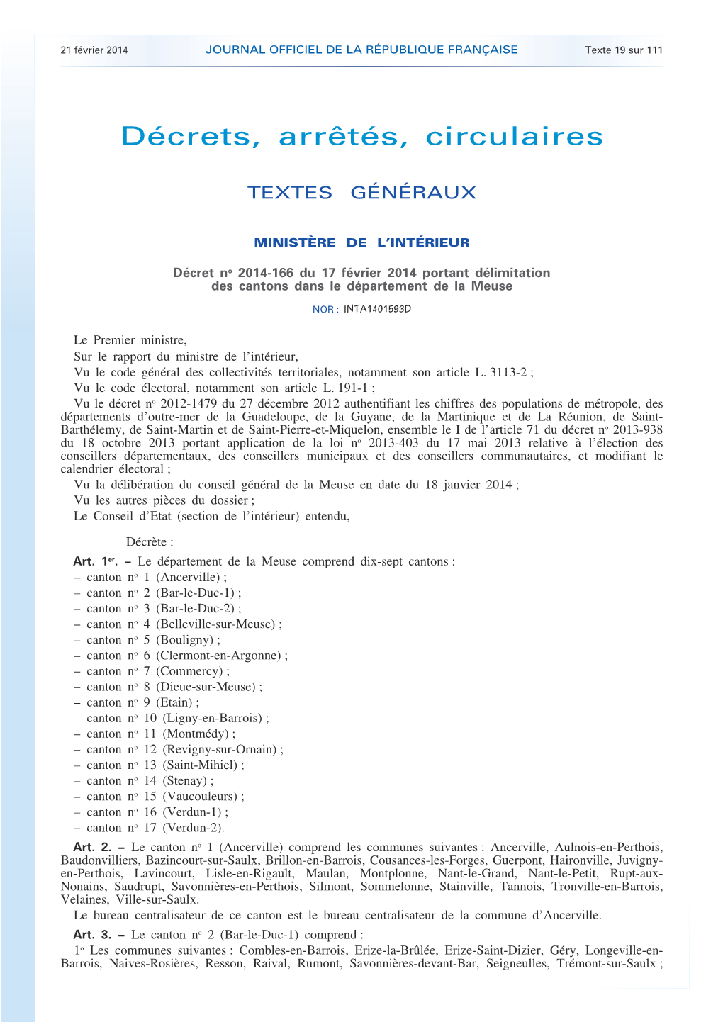 JOURNAL OFFICIEL DE LA RÉPUBLIQUE FRANÇAISE Texte 19 Sur 111