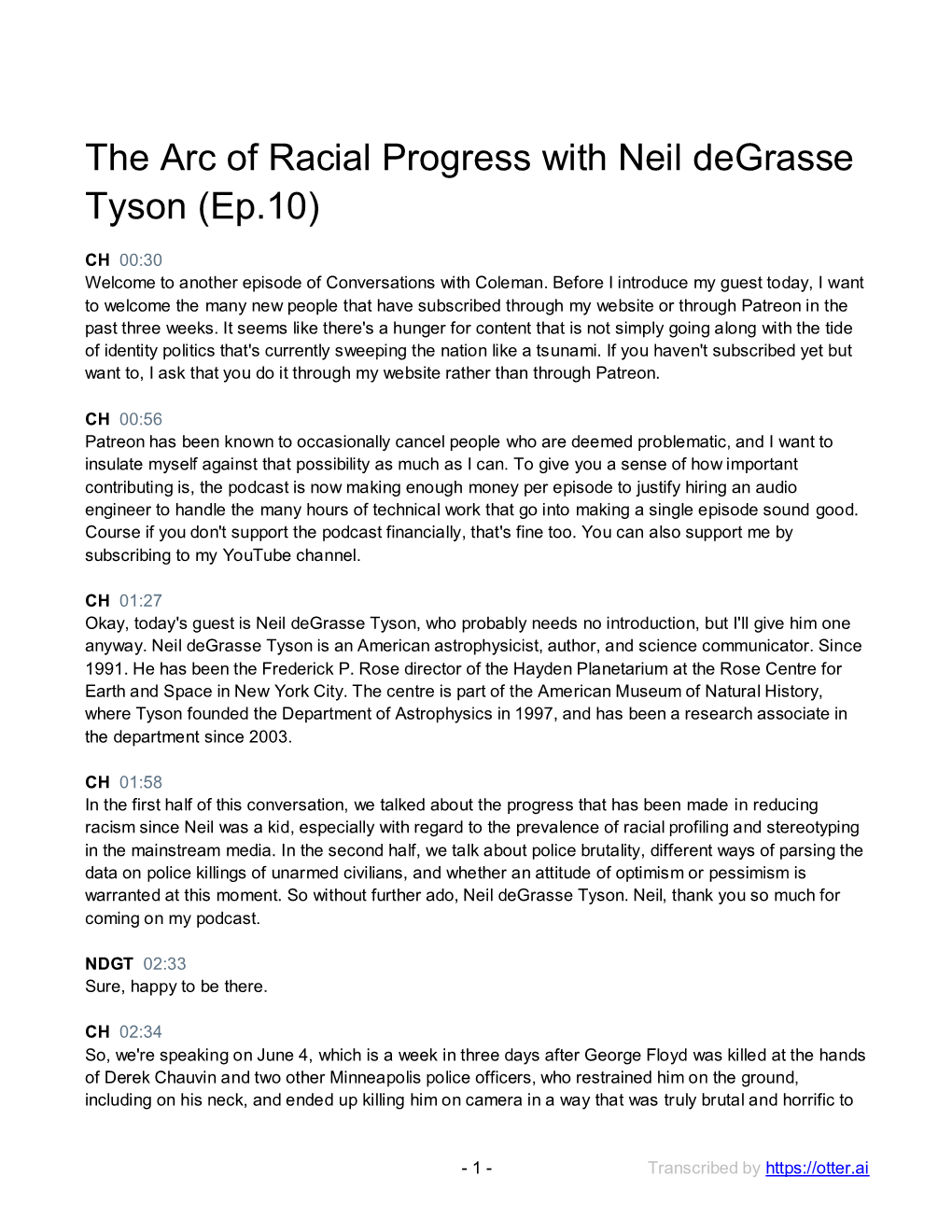 The Arc of Racial Progress with Neil Degrasse Tyson