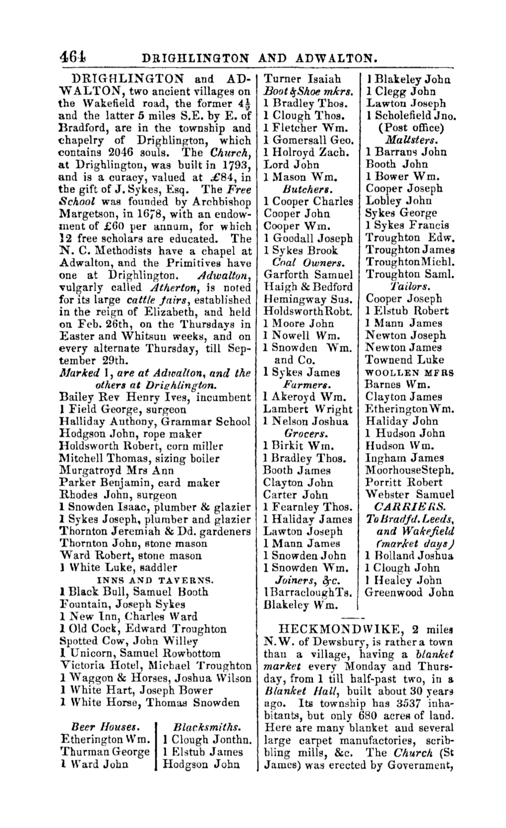 DRIGHLINGTON and ADWALTON. DRIGHLINGTON and AD- Turner Isaiah I Blakeley Jobu WALTON, Two Ancient Yillages on Bootii5shoe Mkrs