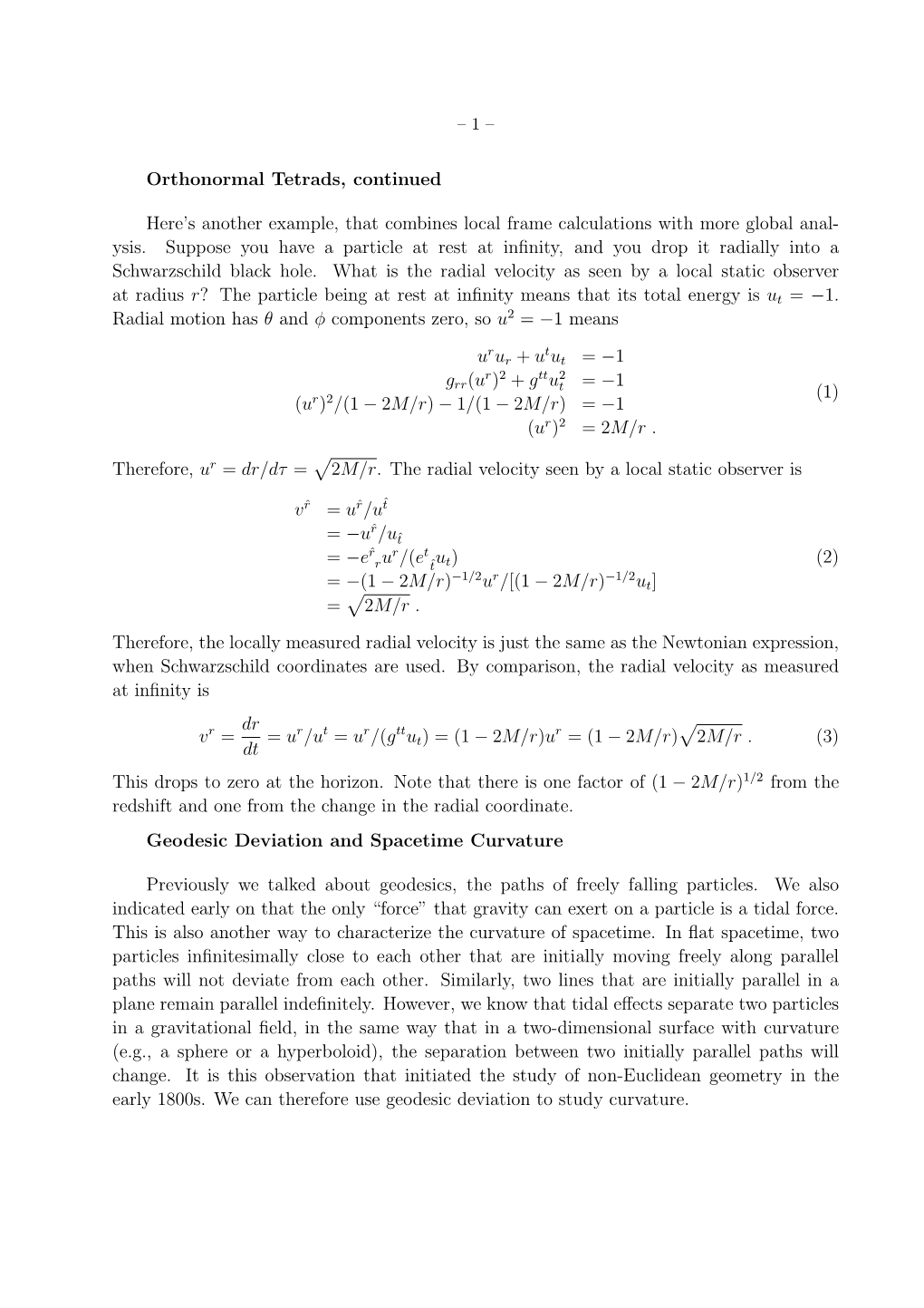 Lecture 8: Geodesic Deviation Etc