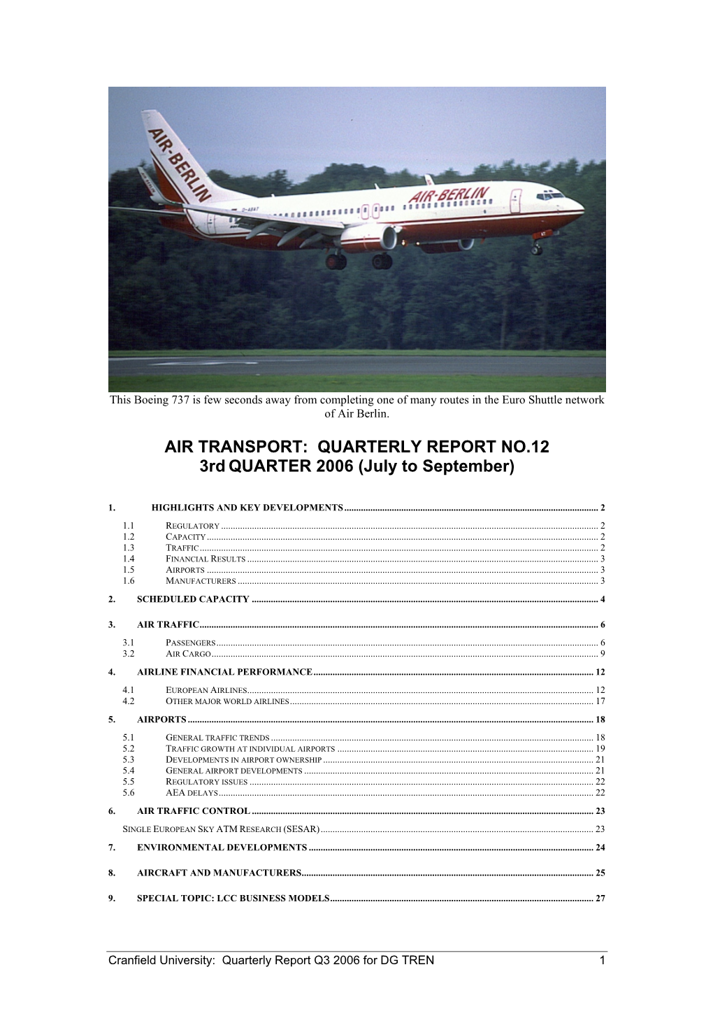 Air Transport: Quarterly Report No 12