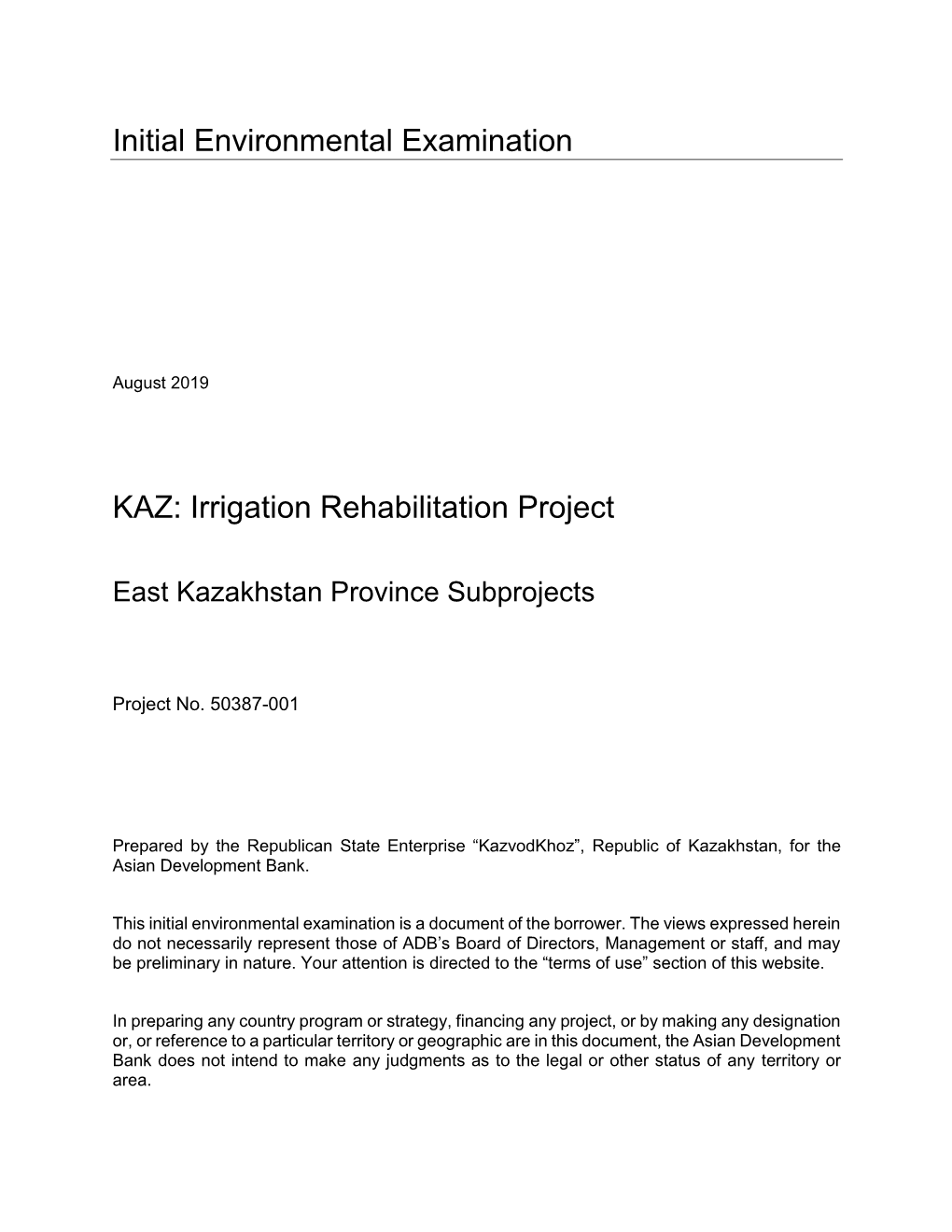 50387-001: Irrigation Rehabilitation Project