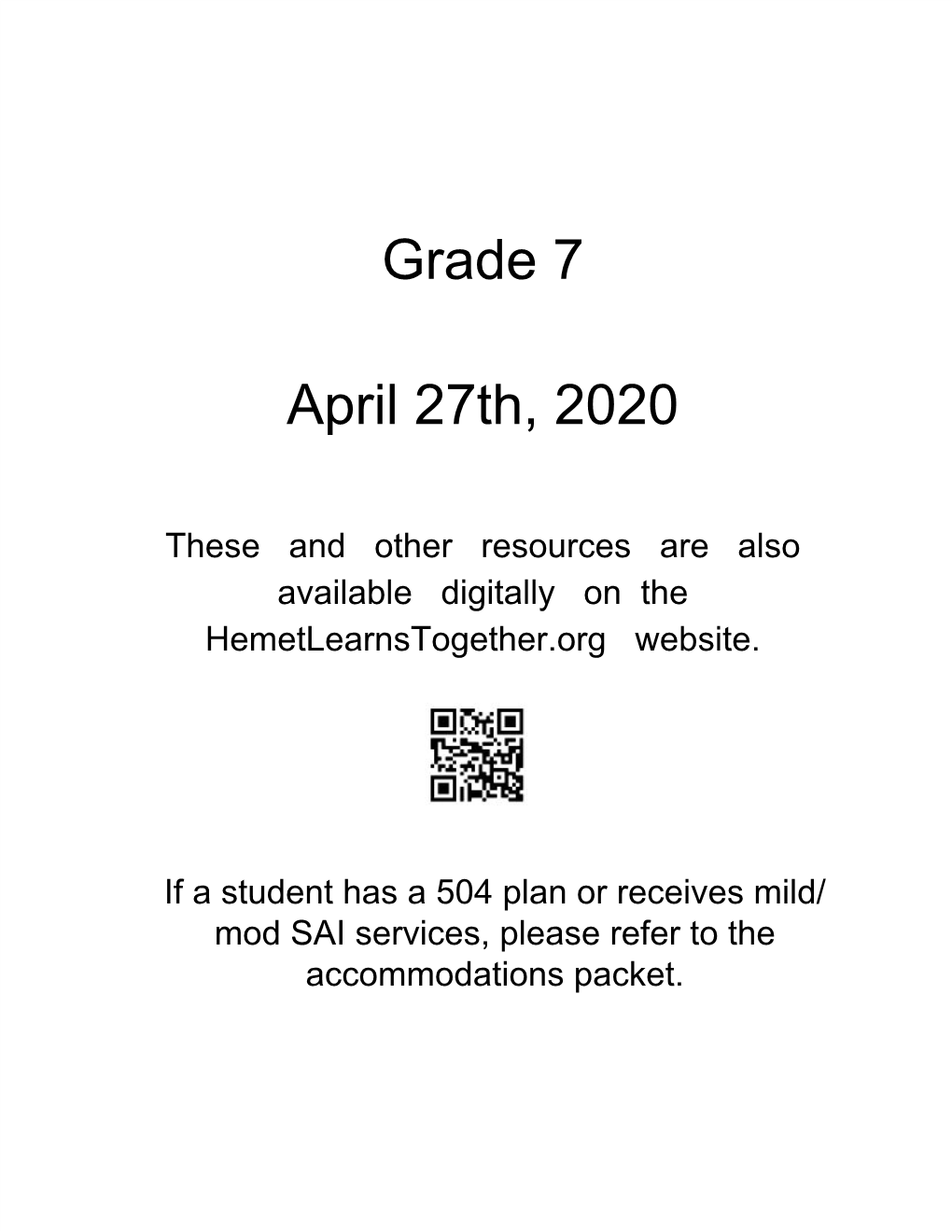 Grade 7 April 27Th, 2020