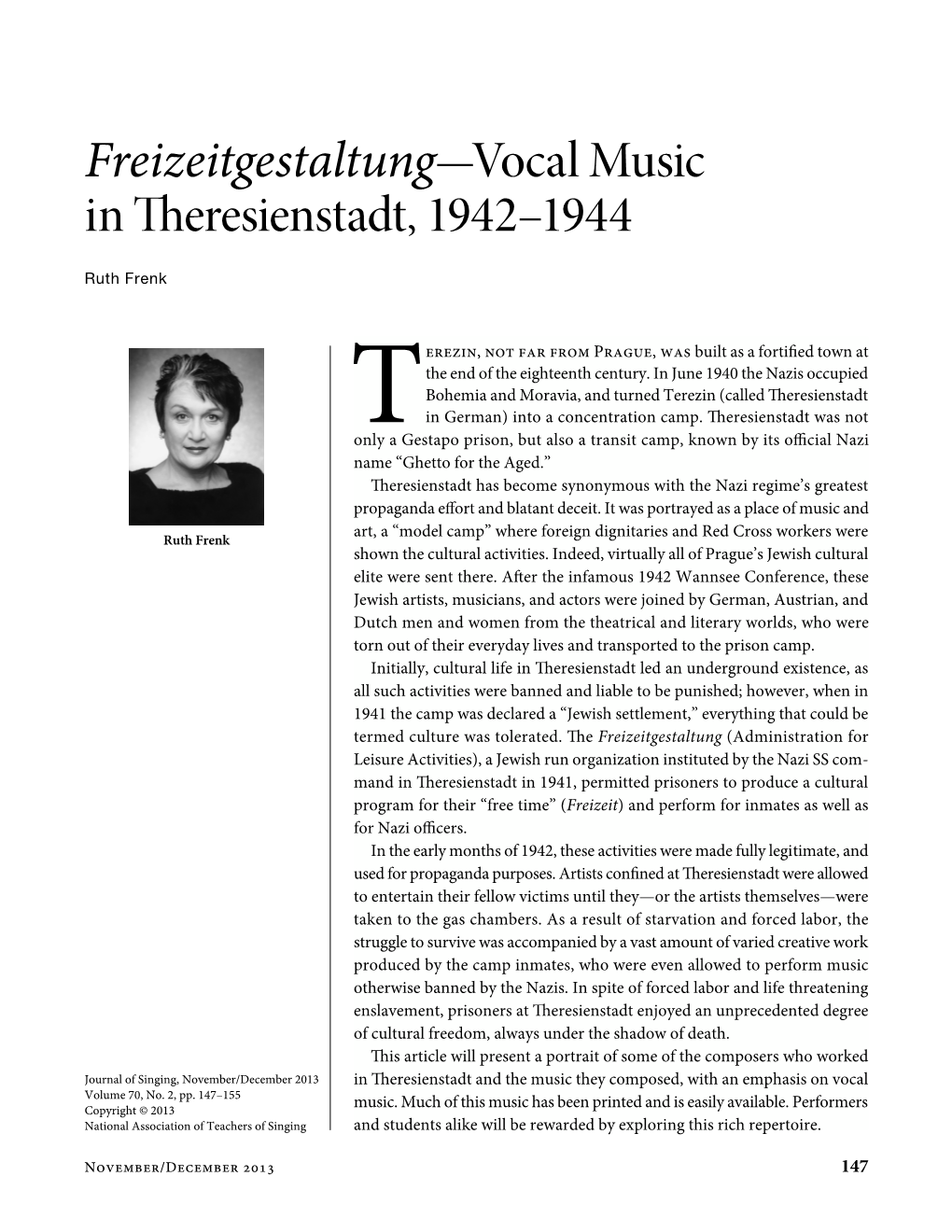 Freizeitgestaltung—Vocal Music in Theresienstadt, 1942–1944