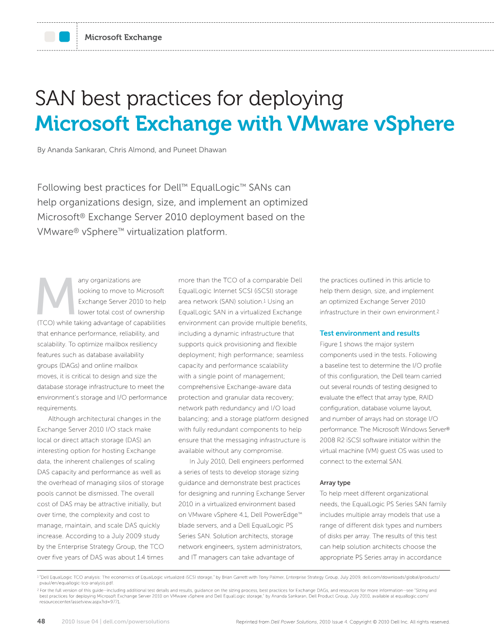 SAN Best Practices for Deploying Microsoft Exchange with Vmware Vsphere