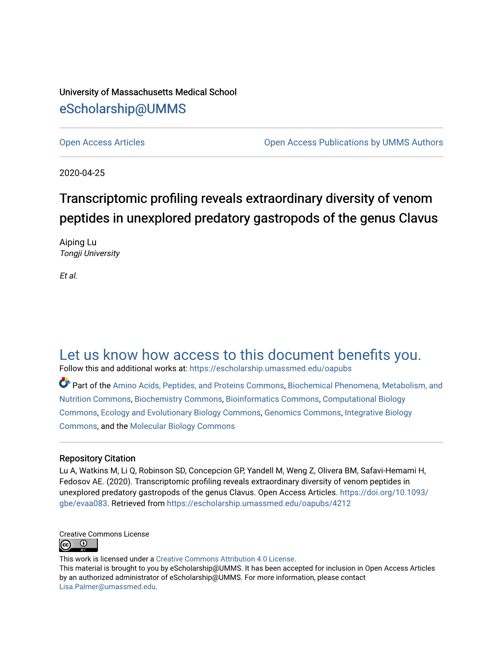 Transcriptomic Profiling Reveals Extraordinary Diversity of Venom Peptides in Unexplored Predatory Gastropods of the Genus Clavus