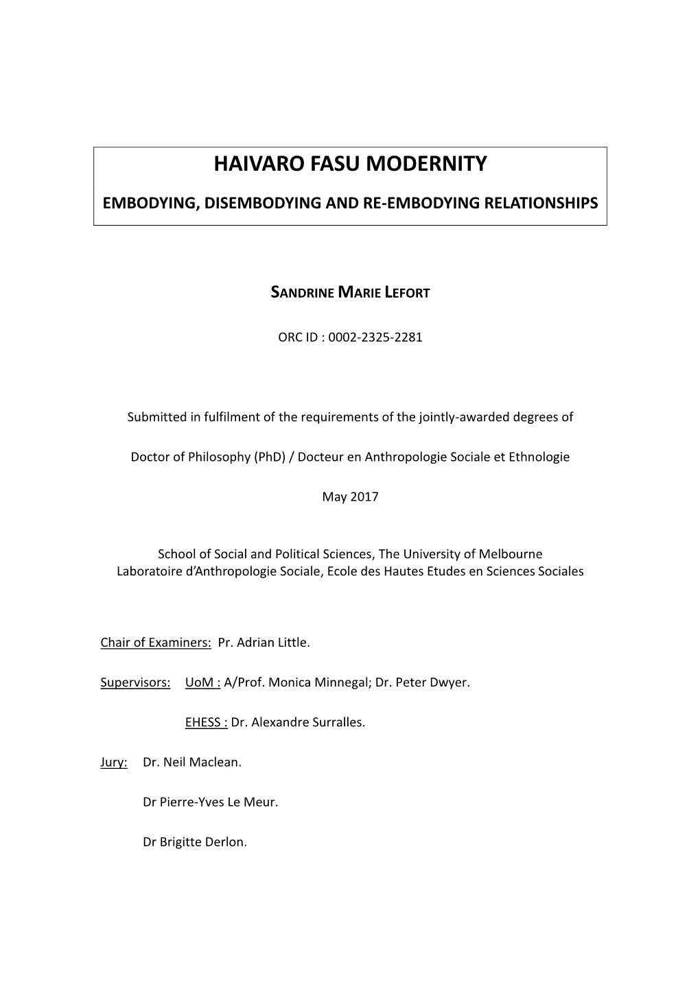 Haivaro Fasu Modernity