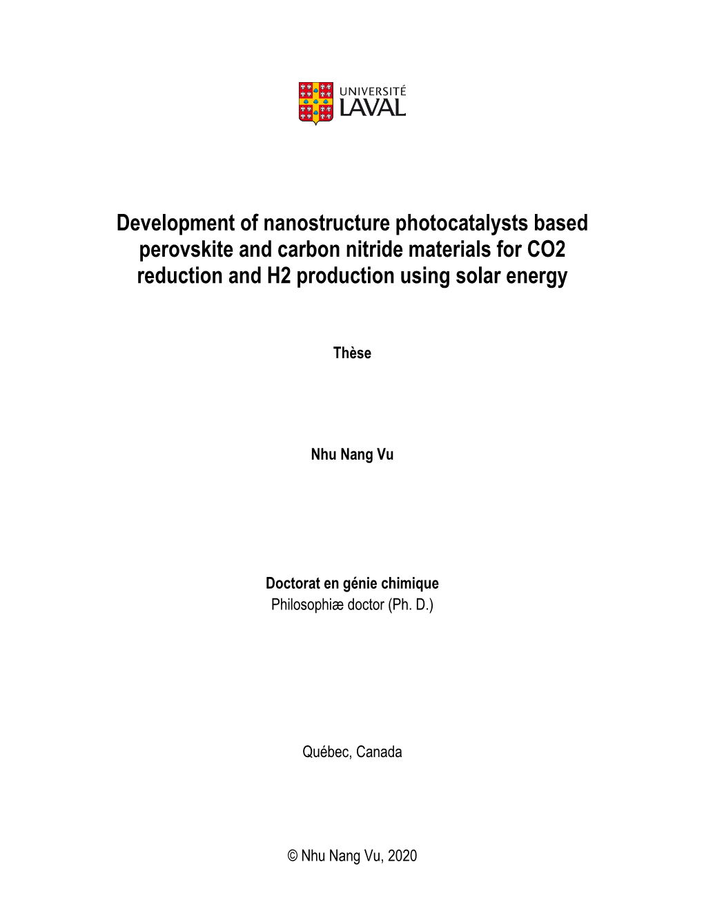 Development of Nanostructure Photocatalysts Based Perovskite and Carbon Nitride Materials for CO2 Reduction and H2 Production Using Solar Energy