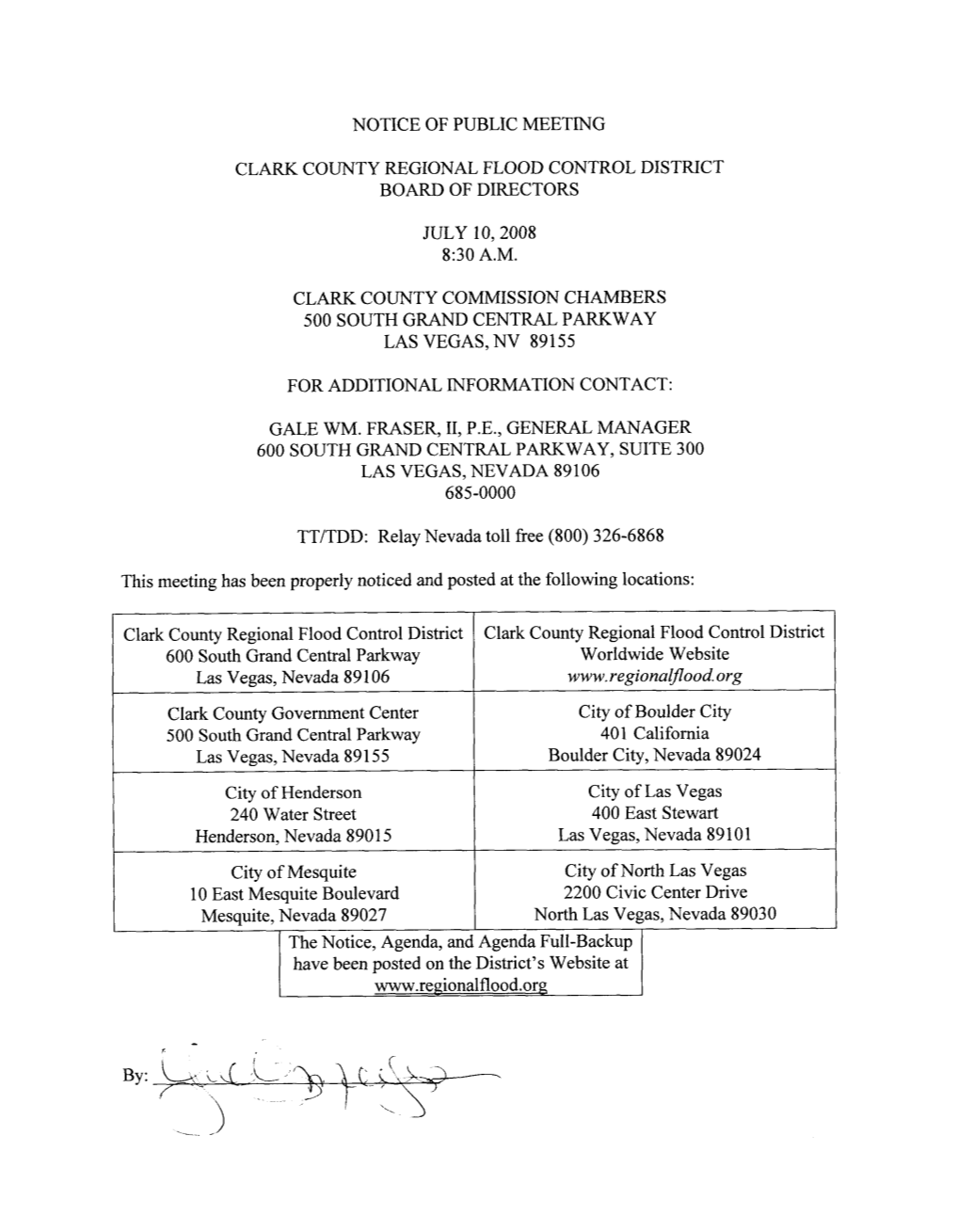 Agenda Clark County Regional Flood Control District Board of Directors July 10,2008 8:30 A.M