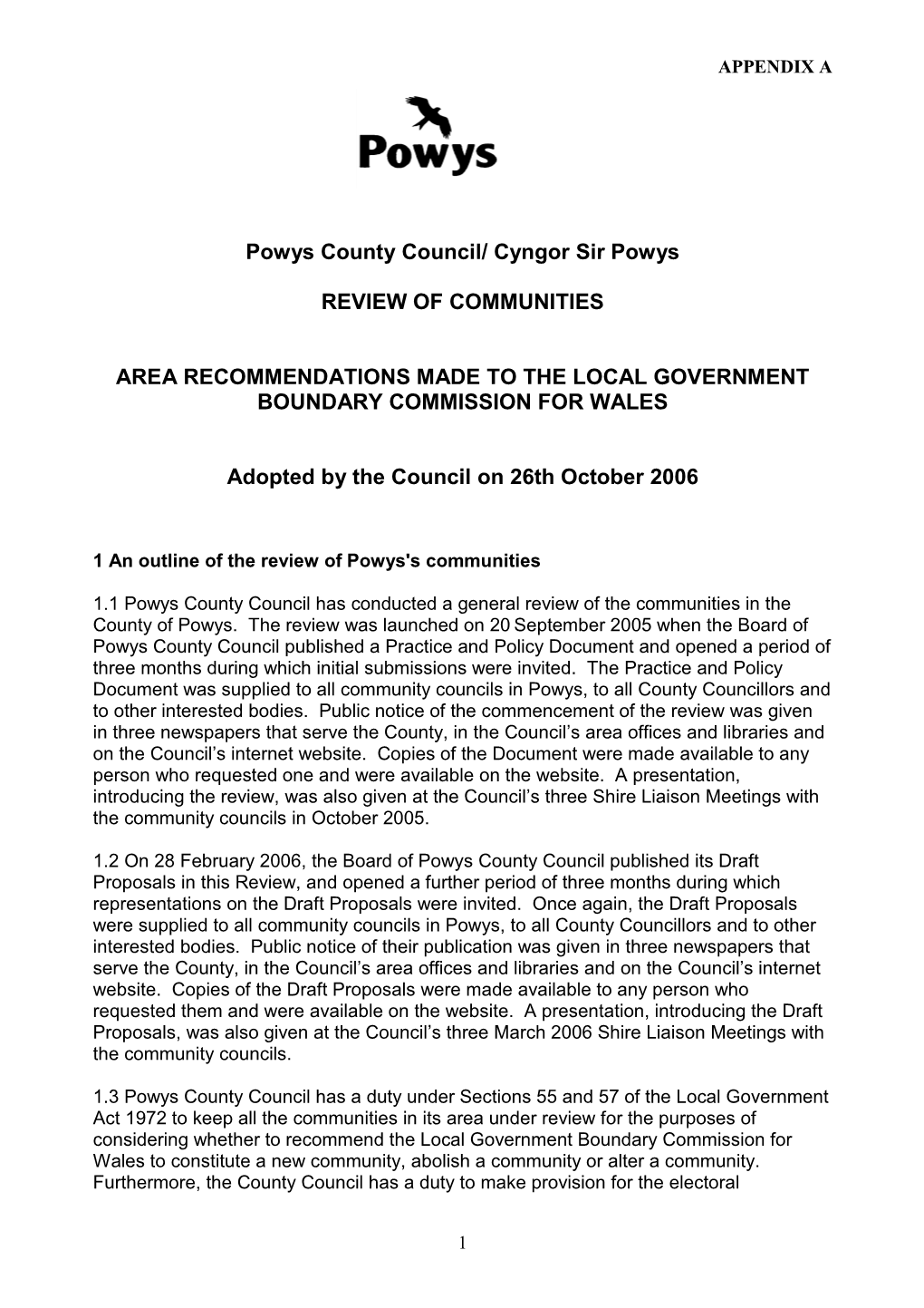 Powys Communities Review Report