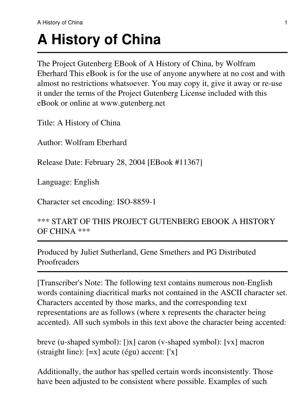 A History of China 1 a History of China