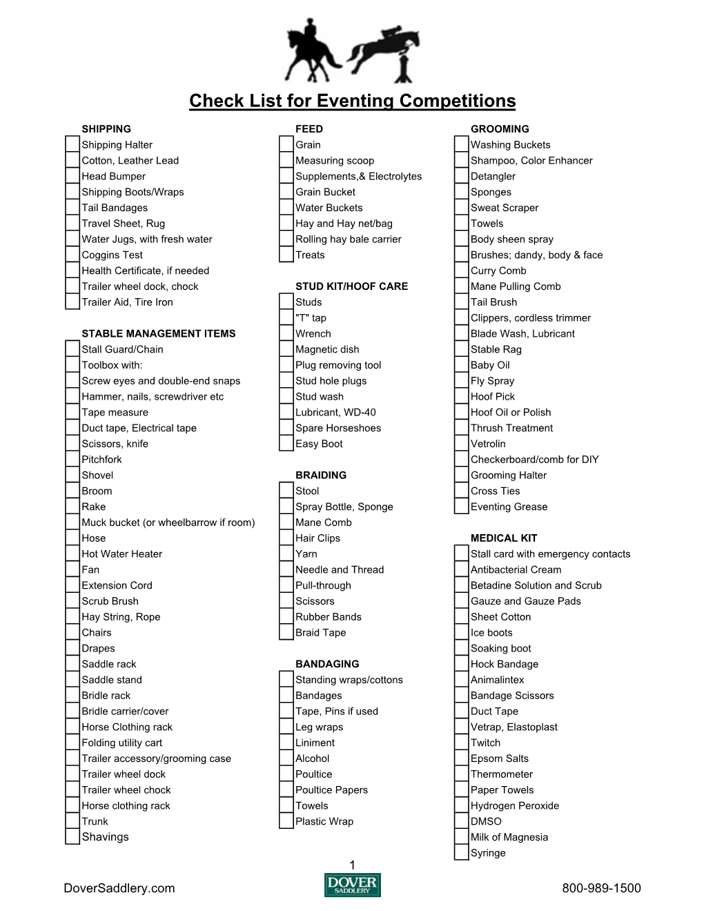 Eventing Checklist