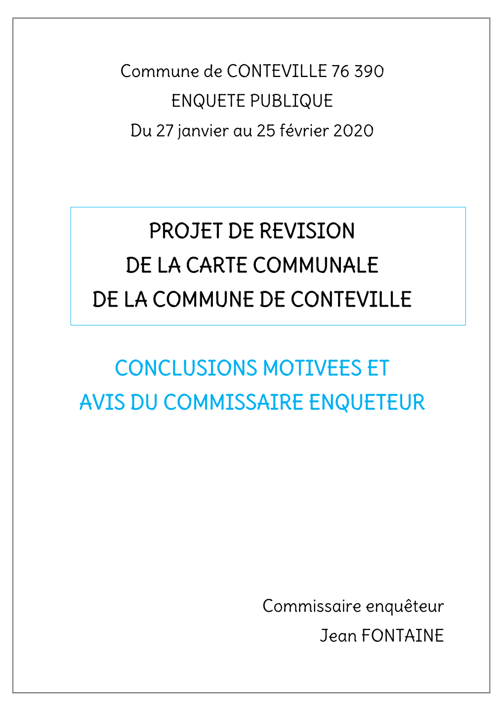 Projet De Revision De La Carte Communale De La Commune De Conteville