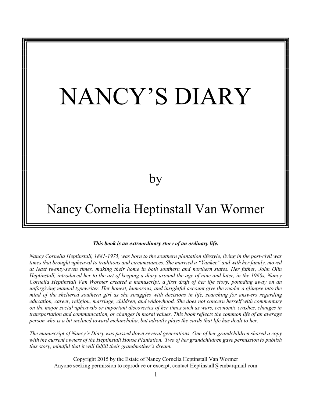 Nancy's Diary