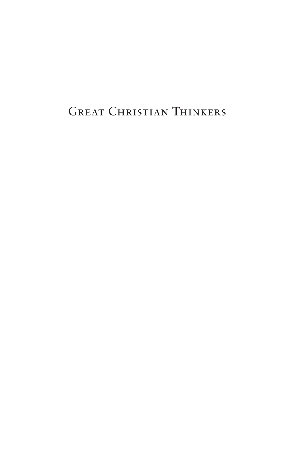 Great Christian Thinkers