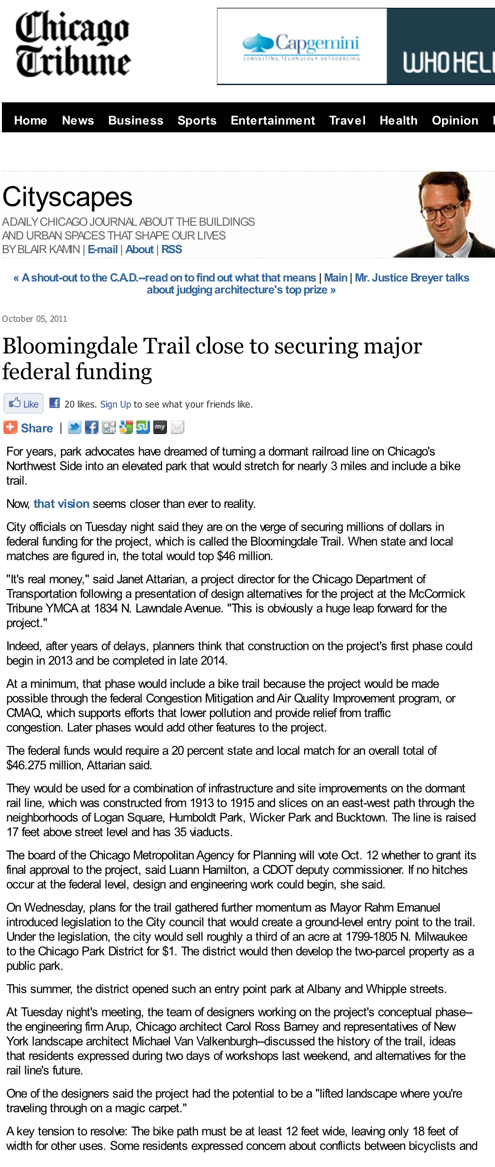 Cityscapes: Bloomingdale Trail Close to Securing Major Federal Funding