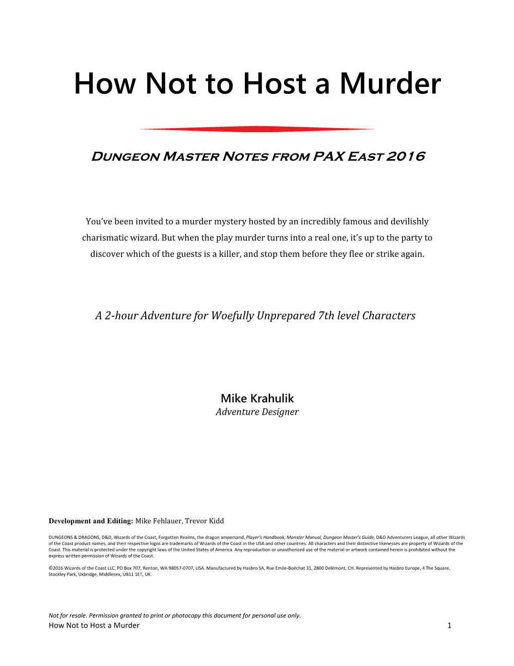 How Not to Host a Murder