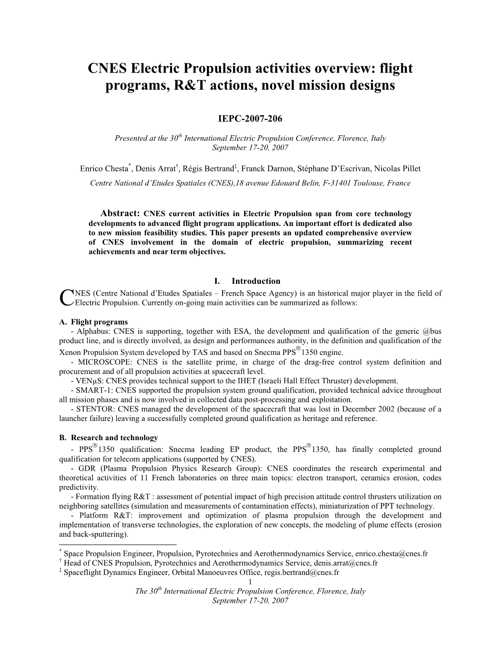 CNES EP Activities Overview