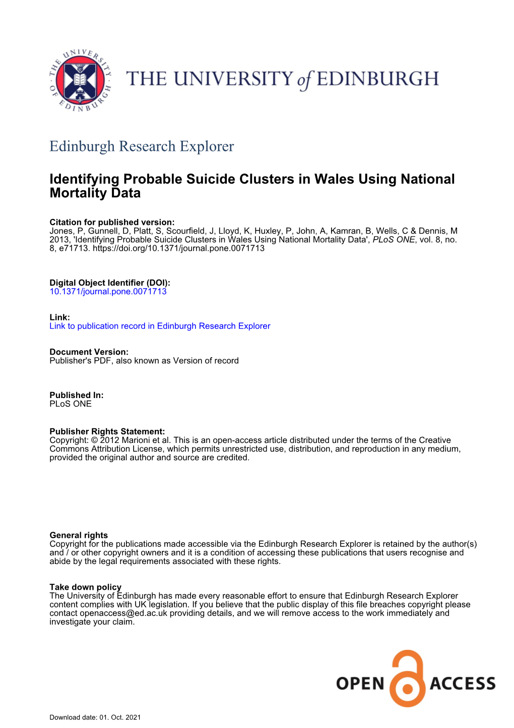 Identifying Probable Suicide Clusters in Wales Using National