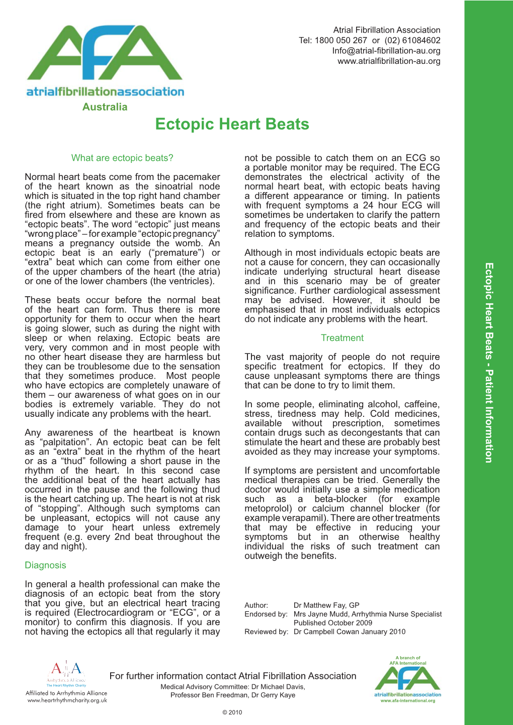 AFA Australia Ectopic Heart FACT Sheet.Indd