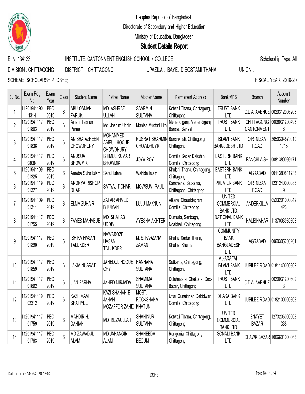 Student Details Report