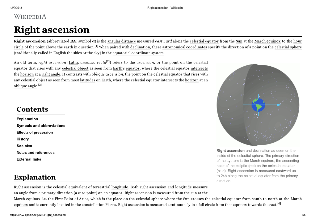 Right Ascension - Wikipedia