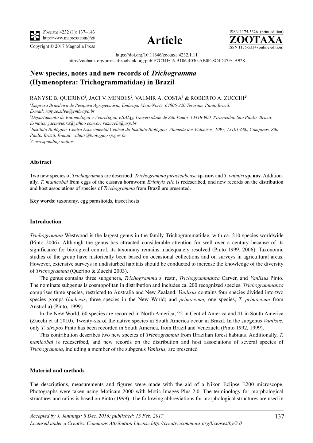 New Species, Notes and New Records of Trichogramma (Hymenoptera: Trichogrammatidae) in Brazil