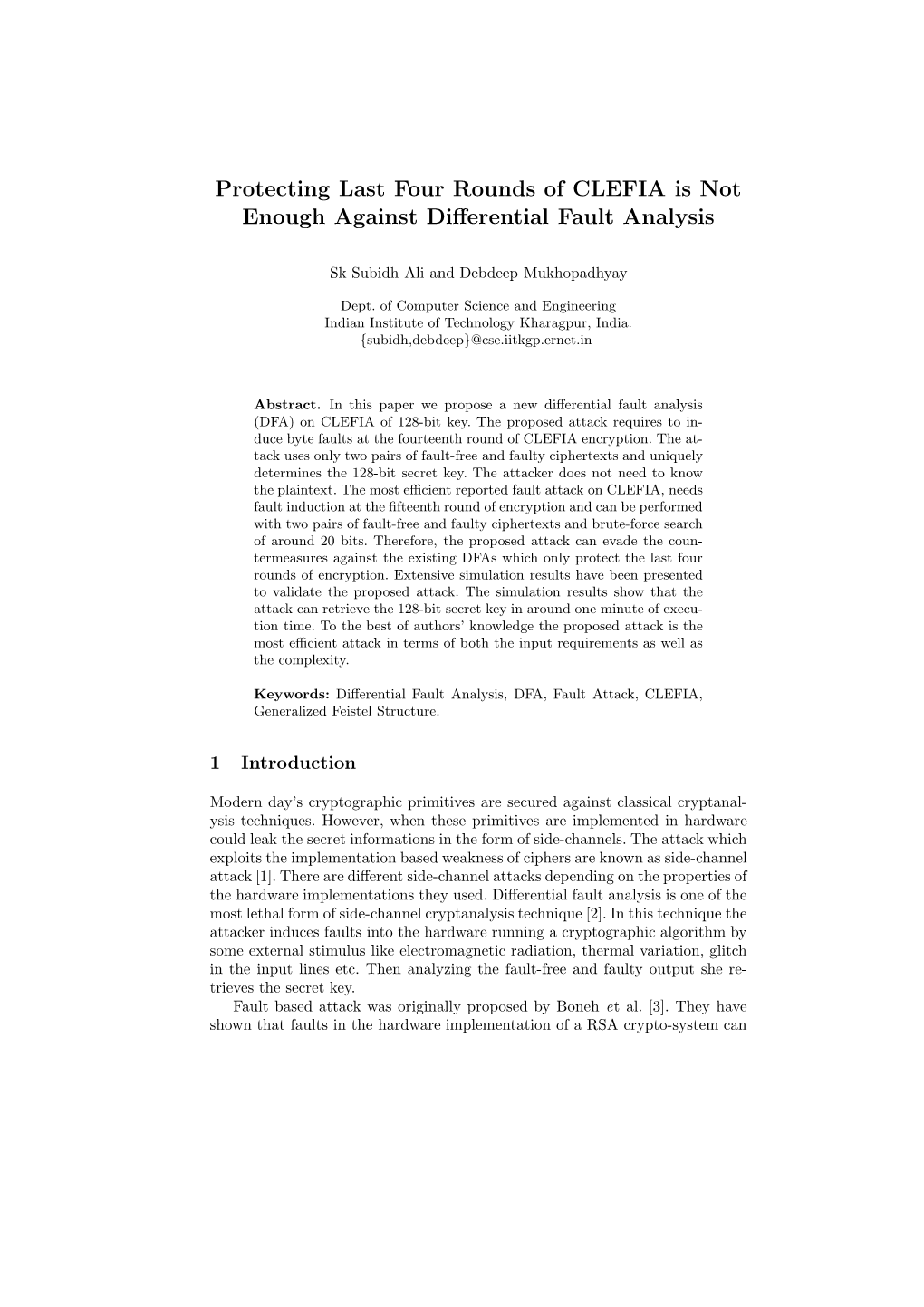 Protecting Last Four Rounds of CLEFIA Is Not Enough Against Diﬀerential Fault Analysis